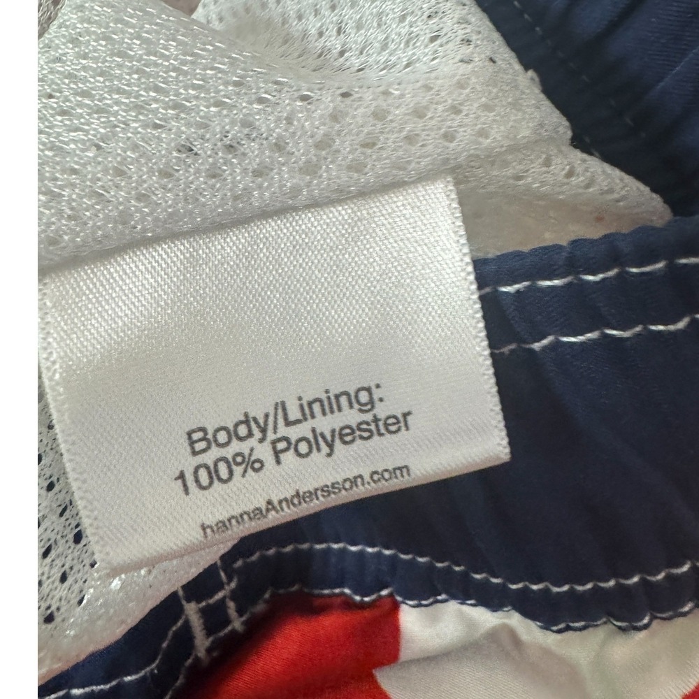 Hanna Andersson Boys Red White Hibiscus Floral Board Shorts Swim Trunks Size 160 - Picture 4 of 5